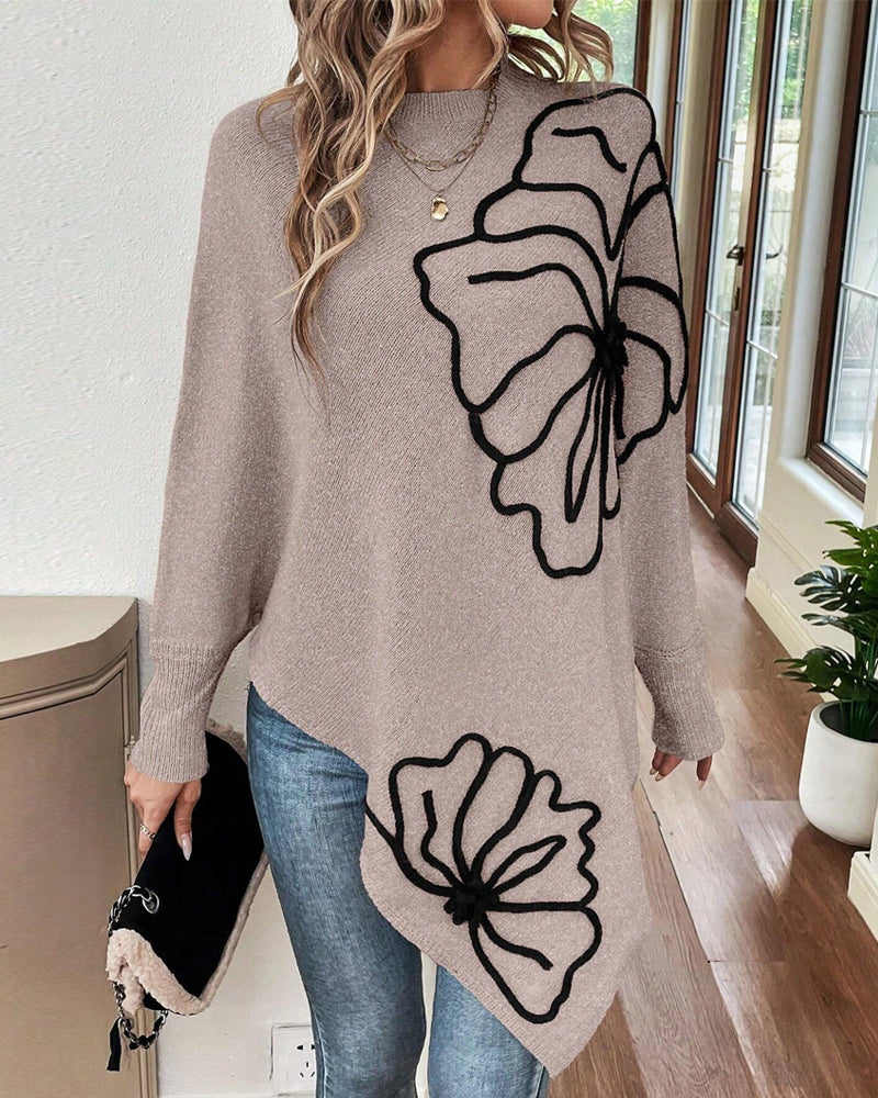 Women’s Floral Batwing Sleeve Sweater